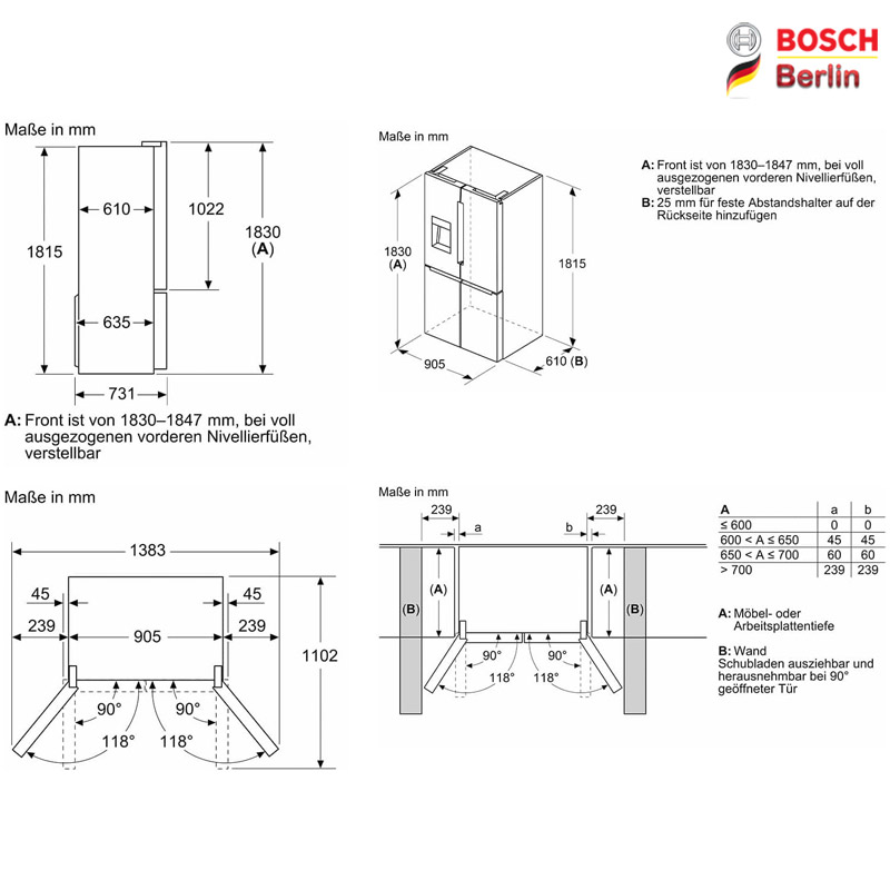 ساید بای ساید بوش مدل BOSCH KFI96AXEA