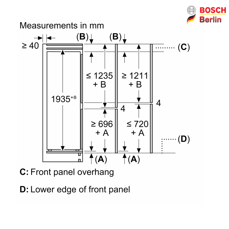 یخچال فریزر توکار بوش مدل BOSCH KBN96VFE0