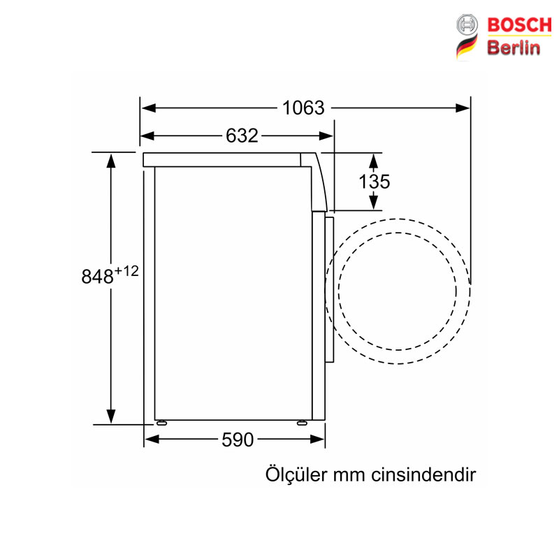 ابعاد ماشین لباسشویی بوش مدل BOSCH WGK244ZXME