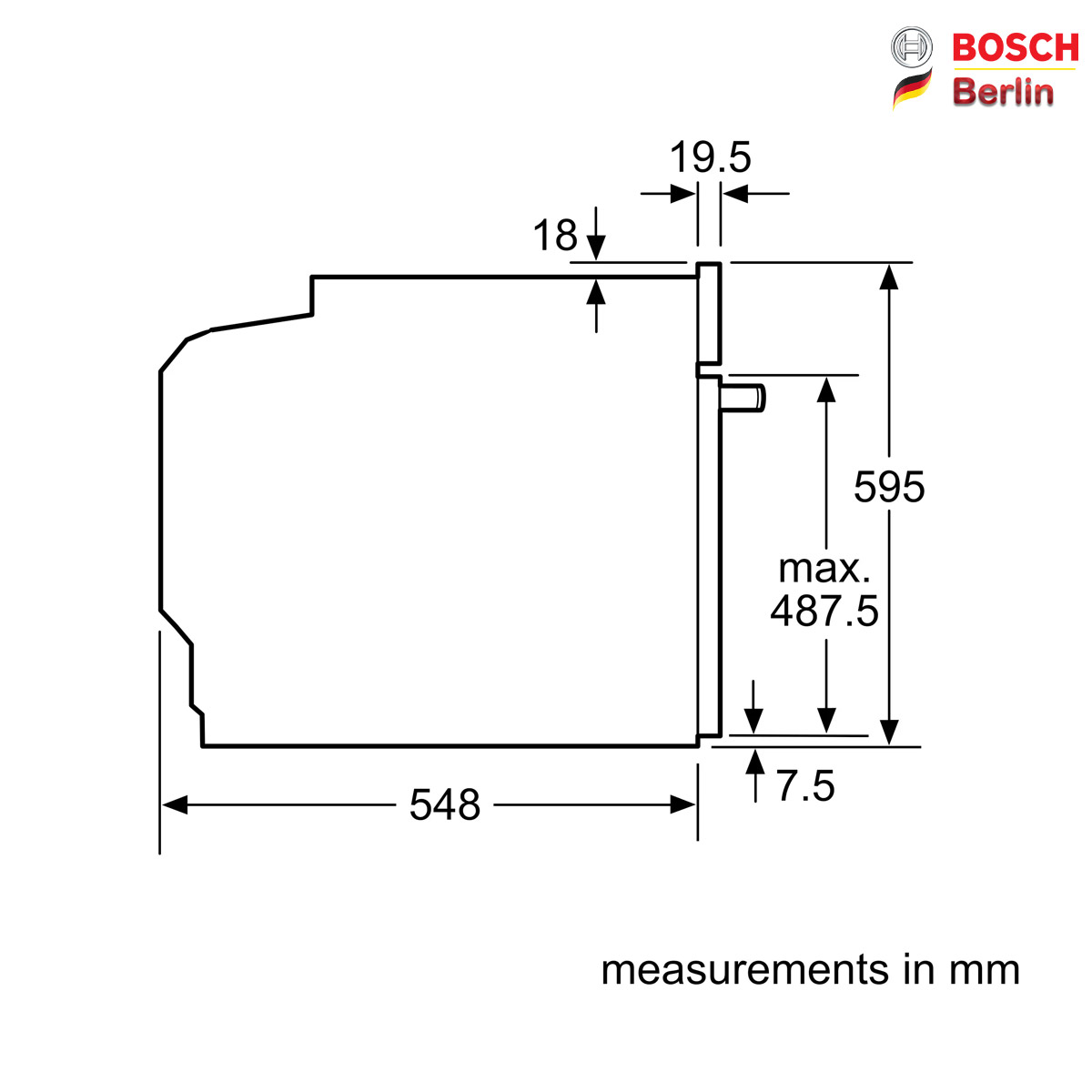 ابعاد فر برقی توکار بوش مدل HBG7741B1